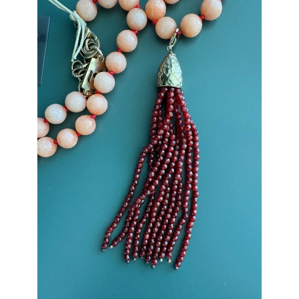 Rosantica Milano Tassel Necklace Women OS Peach Ruby Agate Himalaya NWT